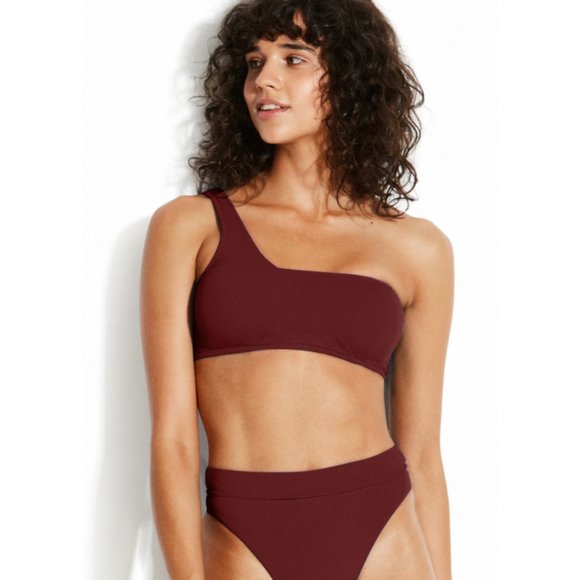 NWT Seafolly Active One Shoulder Bandeau Bikini - Picture 1 of 8